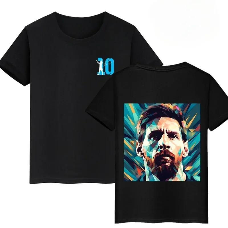 Lionel Messi #10 Inter Miami "MiaMessi" Double-Sided Print T-Shirt, Unisex Soccer Fan Streetwear Tee, 100% Cotton Casual Football Top