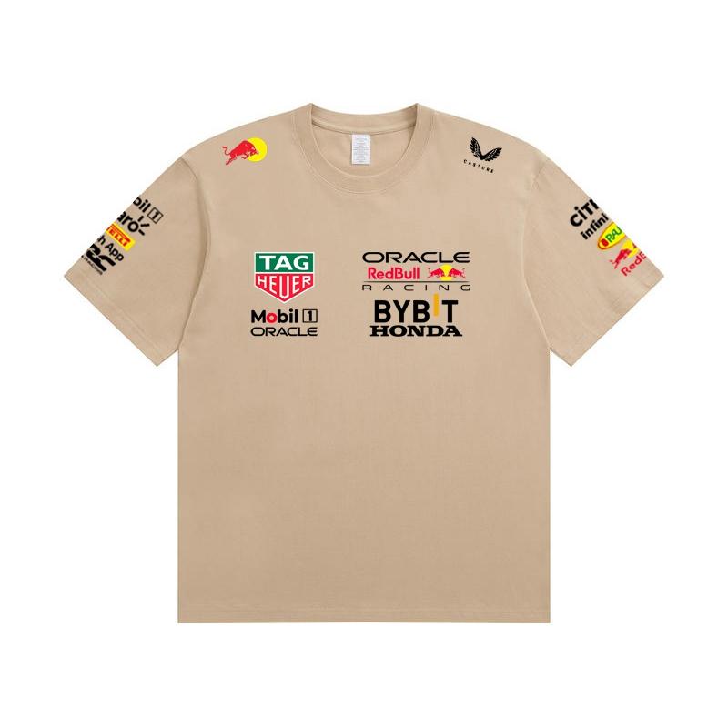 Red Bull Heren Dames F1 Raceteam T‑shirt, Zomer Korte Mouw Katoenen T‑shirt, Voor en Achter Print Casual Los Sport Topje, Meerkleurig