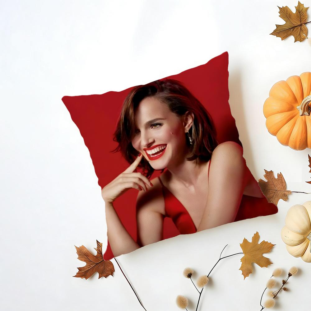 NNatalie Portman Cushion Cover Washable Linen Pillowcase Soft for Daily Sofa Bed Home Room Decor