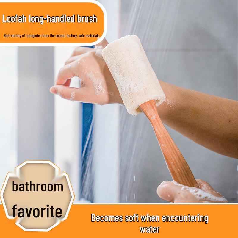 

In Stock Long Handle Luffa Back Scrub & Massage Shower Brush, Exfoliating Bath Tool 36 cm