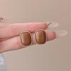 Geometric Pattern Retro Coffee Color Square Stud Earrings for Women Wedding Jewelry Boucles d'oreilles Valentine's Day Gift