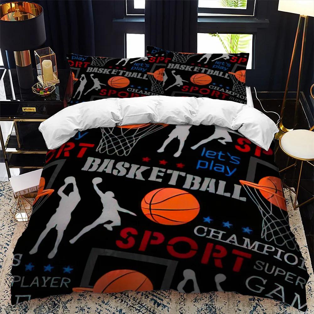 Kids Basketball Duvet Cover Set 3D King Queen Size Cool Sport Theme For Kids Children Teens Ball Gaming Polyester Bedding Set