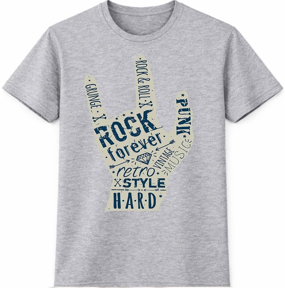 Rock Forever T-Shirt Rock and Roll Hand Sign Graphic Retro Music Tee