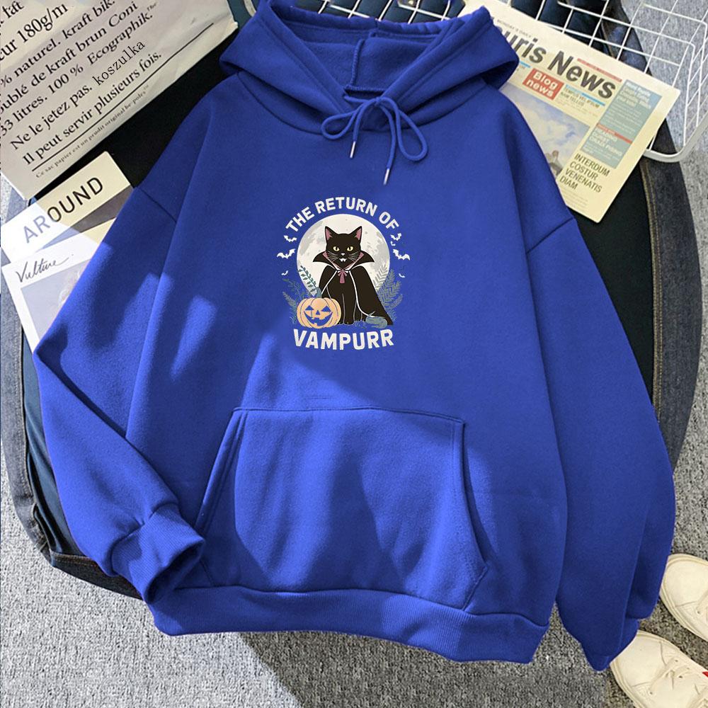 The Return of Vampurr Black Cat Posters Graphic Hoodies for Autumn/Winter Vintage Sweatshirt Funko Pop Clothing Moletom
