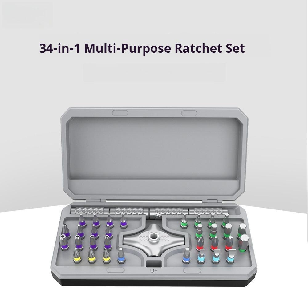 34-in-1 Ratchet Screwdriver Wrench Set Manual Multifunction Ratchet Wrench Set Tools