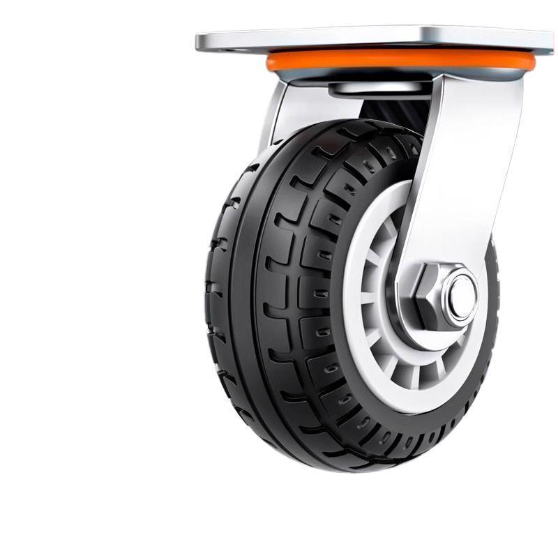 Universal Silent Rubber Caster Wheel - 4, 5, 6, 8 Inch Wear-Resistant for Hand Trucks and Flatbed Trolleys.