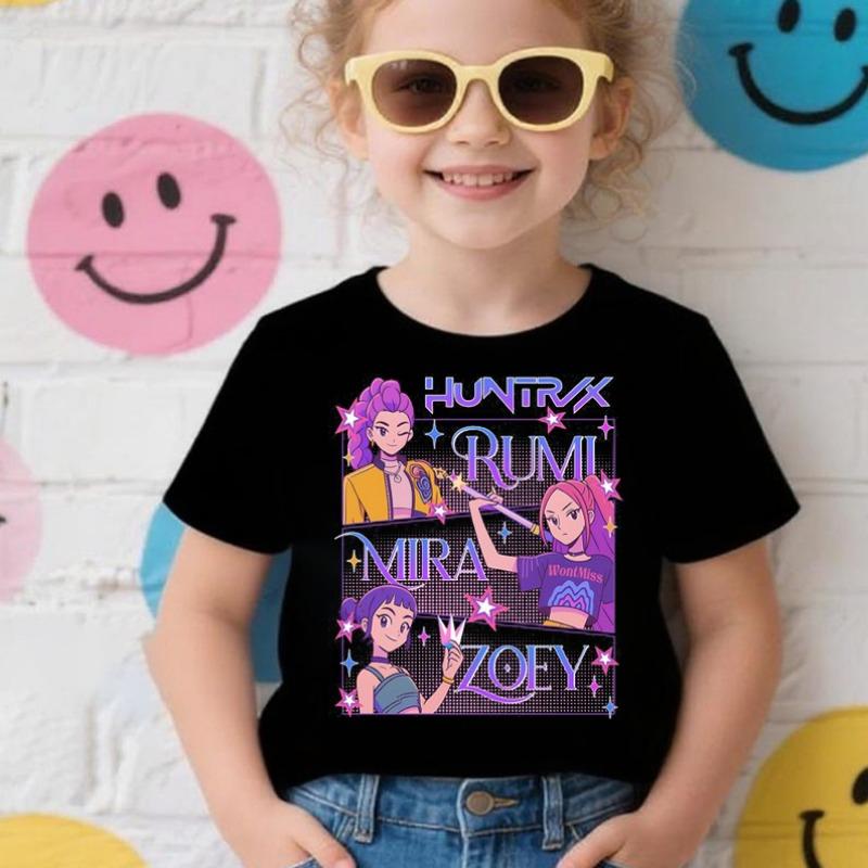 K-Pop Demon Hunters Mira Children's Cotton Comfortable T-shirt Suitable for K-Pop Fans Anime Pattern T-shirt