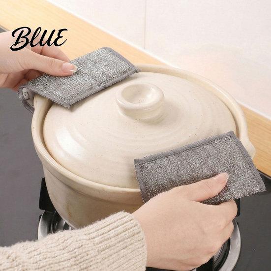 No-Odor Kitchen Cleaning Towel 5Pcs Rags, Double-Sided Cartoon Cotton Gauze Steel Wire Scrubber Durable Pad for Oil Stains, Non-Scratch Dish