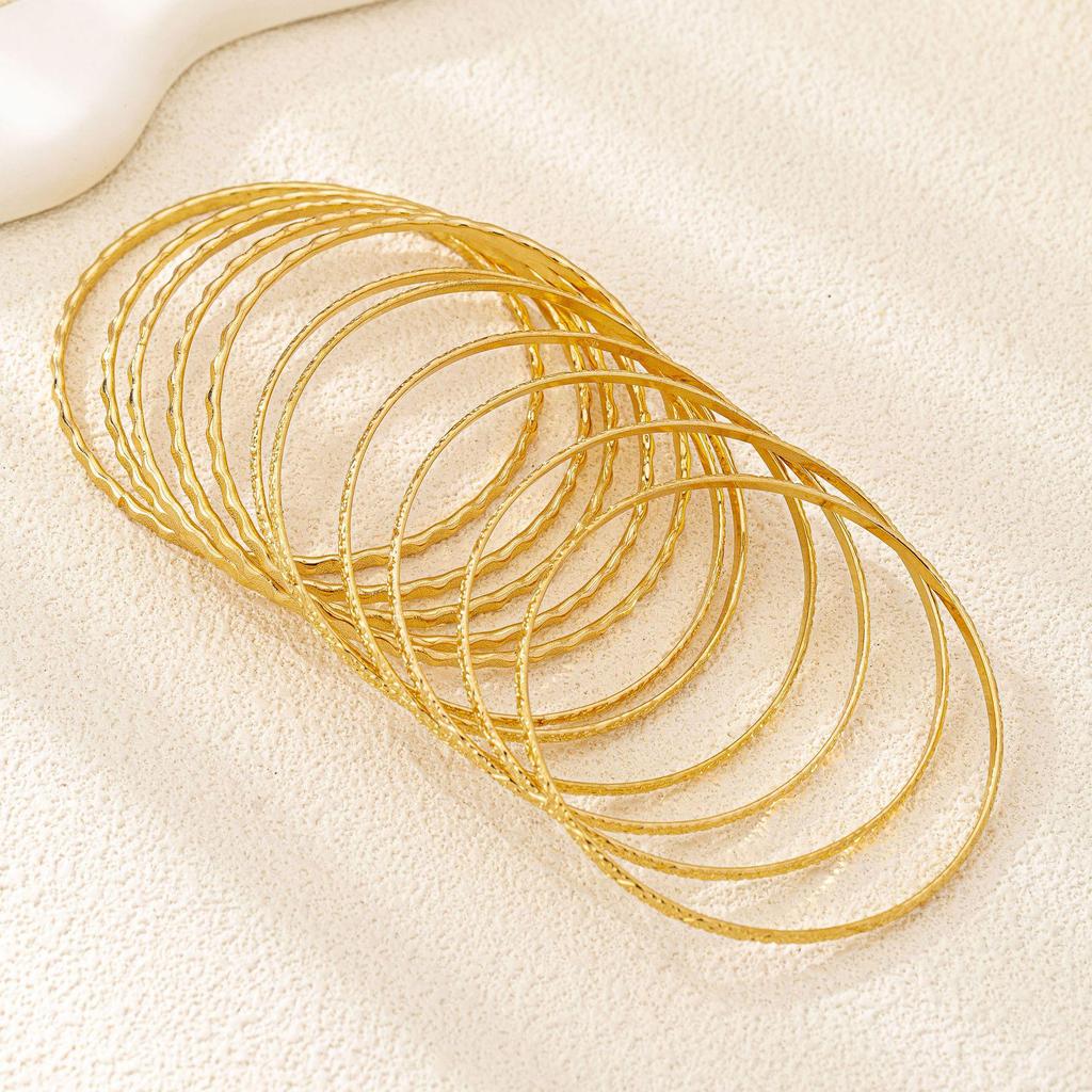 Classic Bohemian Embossed Plain Band Bangle Set for Women