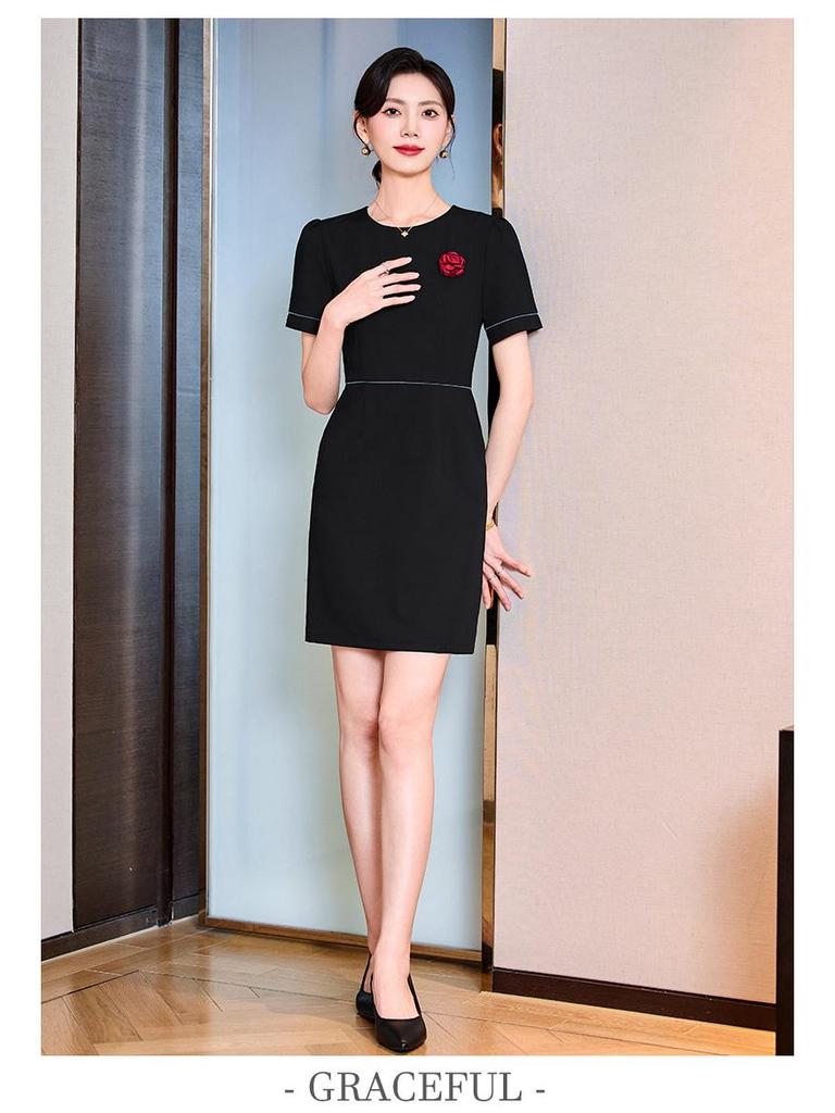 2025 Women's Short-Sleeve Professional Dress with Pockets - Summer Office Workwear