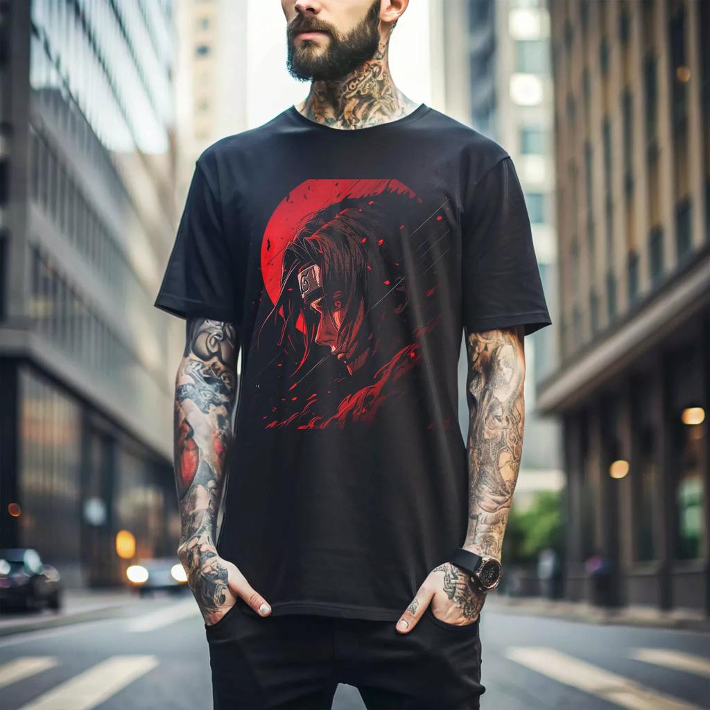 American Retro Ferret Uchiba T-shirt Naruto Men's T-shirt 2025 Summer New Retro Men's and Women's Streetwear