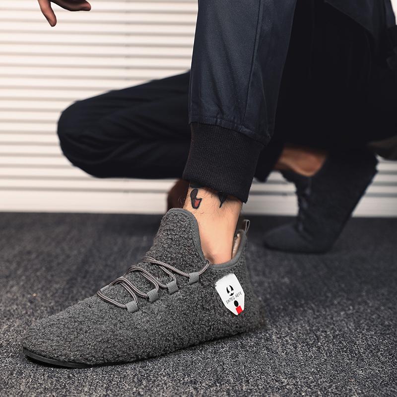 MAEDEF Winter Shoes Men's Warm Lace Up Lightweight Winter Casual Shoes Men Indoor Plush Bedroom House Cotton Shoe Men Warm Shoes