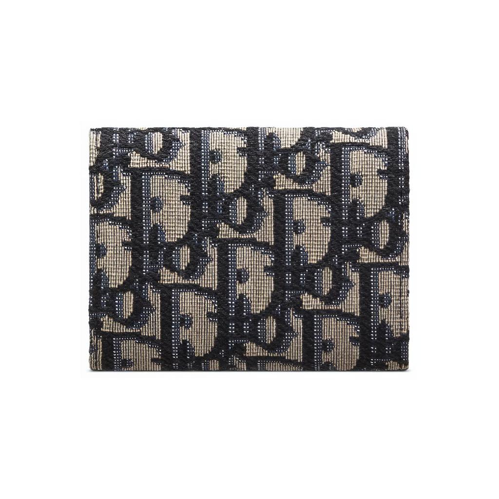 DIOR Cow Leather Card Holder, Wallet Womens Beige/Black