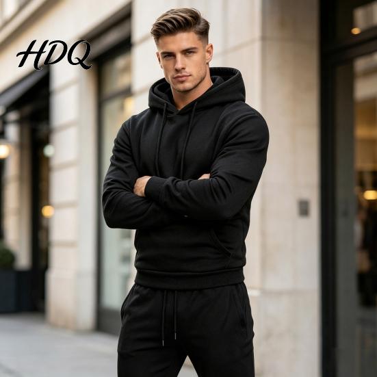Pánský sportovní outfit Mikina Kalhoty Dvoudílná sada pro muže Sportovní mikina s kapucí Pohodlné sportovní oblečení & Tepláky se šňůrkou Podzim Zima Jednobarevné