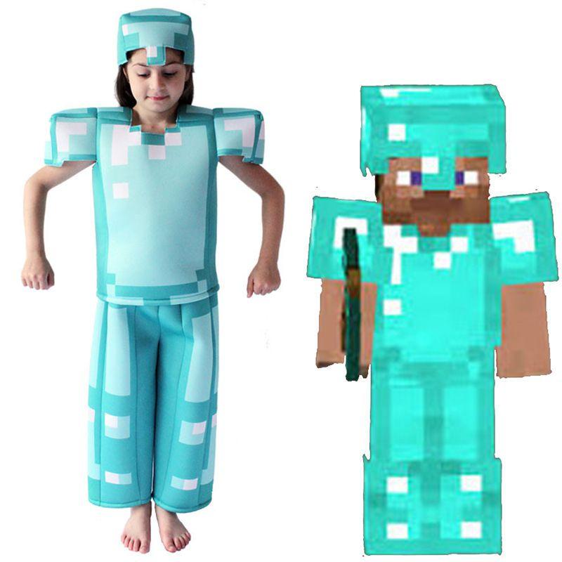 Vibrant Minecraft Steve Armor Costume For Boys And Girls Perfect For Halloween Parties