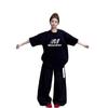 Pure cotton American high street black short-sleeved t-shirt women's summer new loose large size fat mm design niche top