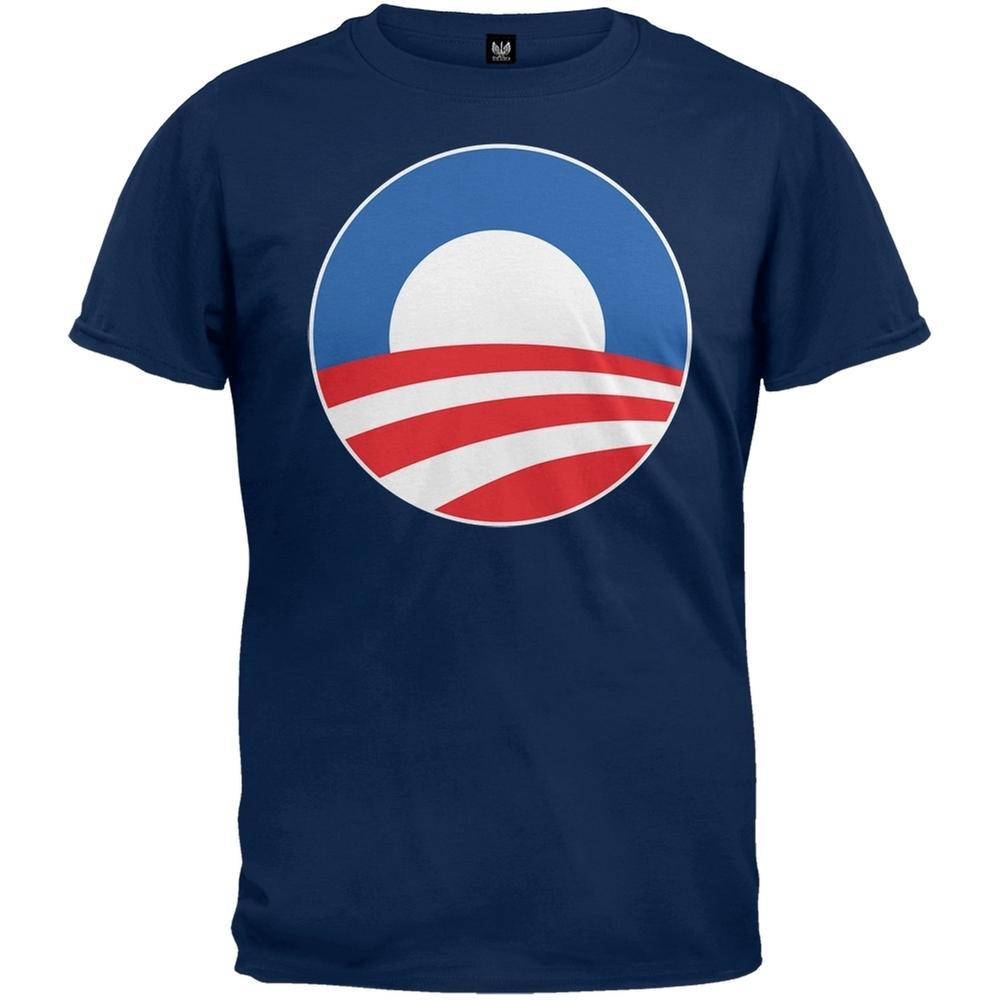 Obama - Large Rising Sun Logo Navy Adult Mens T-Shirt S разноцветный