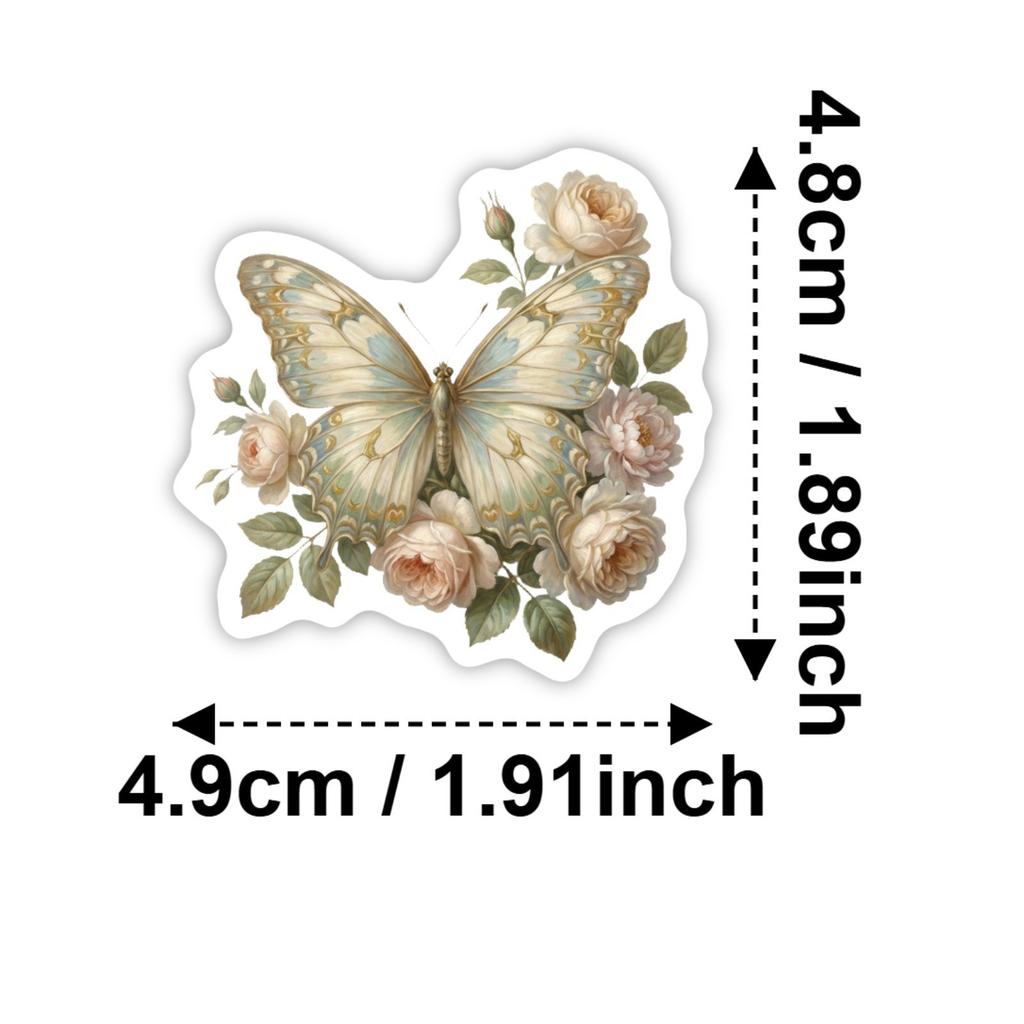 50 Retro Romantic Stickers Literary Fresh And Simple Stickers Diy Mobile Phone Computer Water Cup Decoration Waterproof