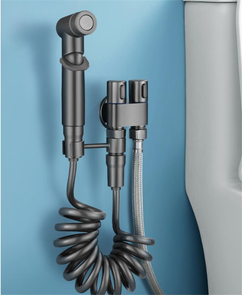 Wall Mounted Gray Toilet bidet sprayer set Brass Double Use Bidets faucet Bathroom sprayer shower bidet faucet High Pressure gun