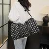 Women's Personalized Trendy Design Cloth Fleece Flu Portable Travel Bag Niche Checkered Luggage Storage Bag