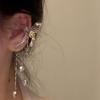 Super fairy niche butterfly hollow tassel integrated stud earrings earbone clip fashion light luxury high-end temperament earrings women