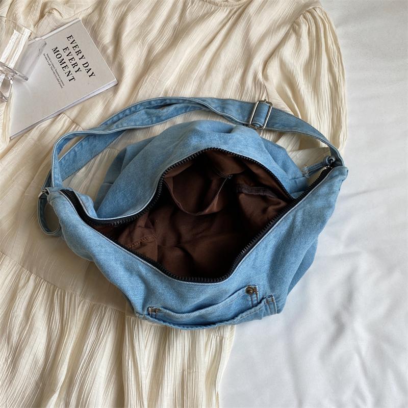Torebka na ramię Denim Crossbody Bag Jednolity kolor Damska torba typu tote o dużej pojemności