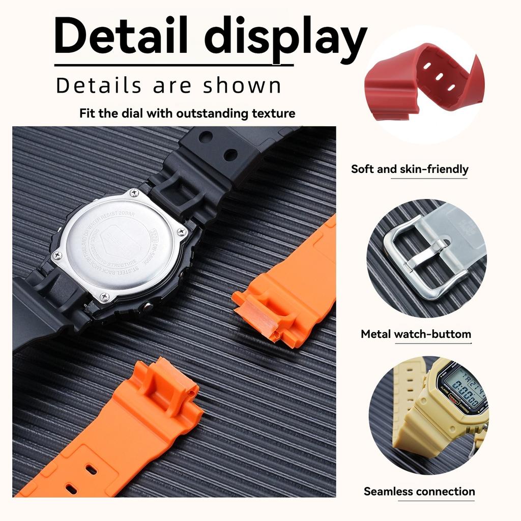 Rubber Strap + Protective Bezel Case for Casio G-Shock DW-5600/GW-M5610/GW-B5600 | Men's Watch Band  | Shock Resistant Bracelet