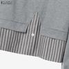 ZANZEA Women Long Sleeve Stripe Splice Blouse and Pants Casual Two Piece Suit Sets