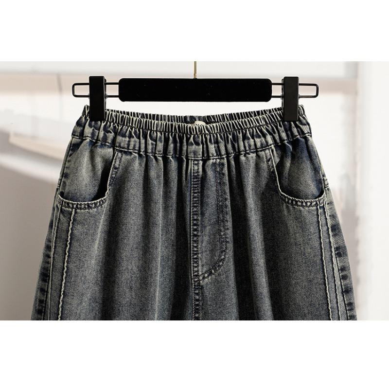 DIMANAF 2026 Spring Summer Women Plus Size Jeans New Fashion Lady Denim Oversized Loose Long Pants