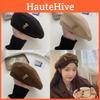 Wool Brown Cozy Beret Artist Hat For Winter Women Men With Cute Design Bear