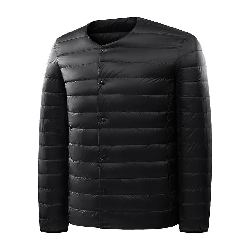 

Men s Spring & Autumn Lightweight Down Jacket - Round & V-Neck, High-Quality White Duck Down Liner Extra Large