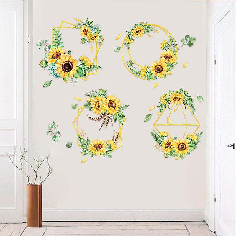 Sunflower Wall Stickers Bedroom Warm Living Room Decoration Stickers Removable Supply Printing