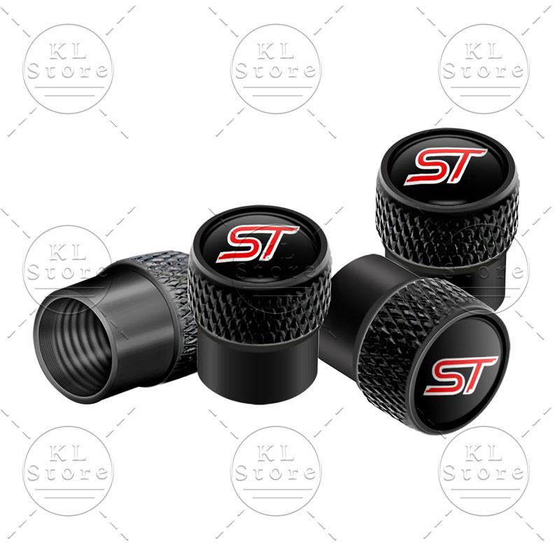 ST Logo Car Tire Valve Bolt-in Wheel Valve Stem Dust Cap Cover Accessories For Ford Fiesta Focus Mondeo Kuga Ranger Ecosport 4Pc