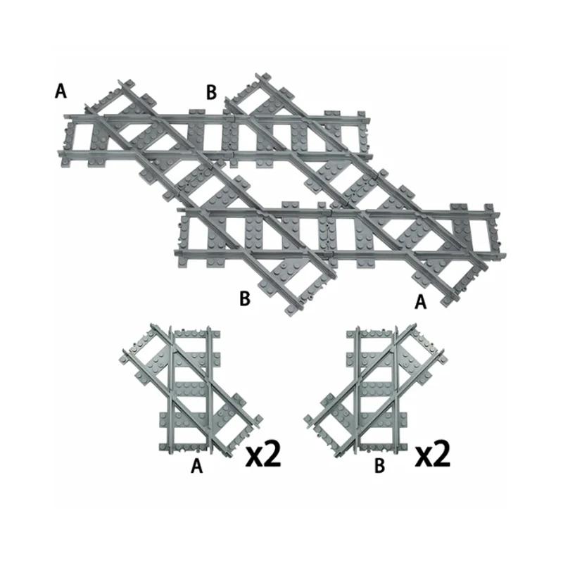 NEW City Trains Railway Tracks Flexible Switch Rails Crossing Forked Straight Curved Building Block Bricks Toy Compatible Brand