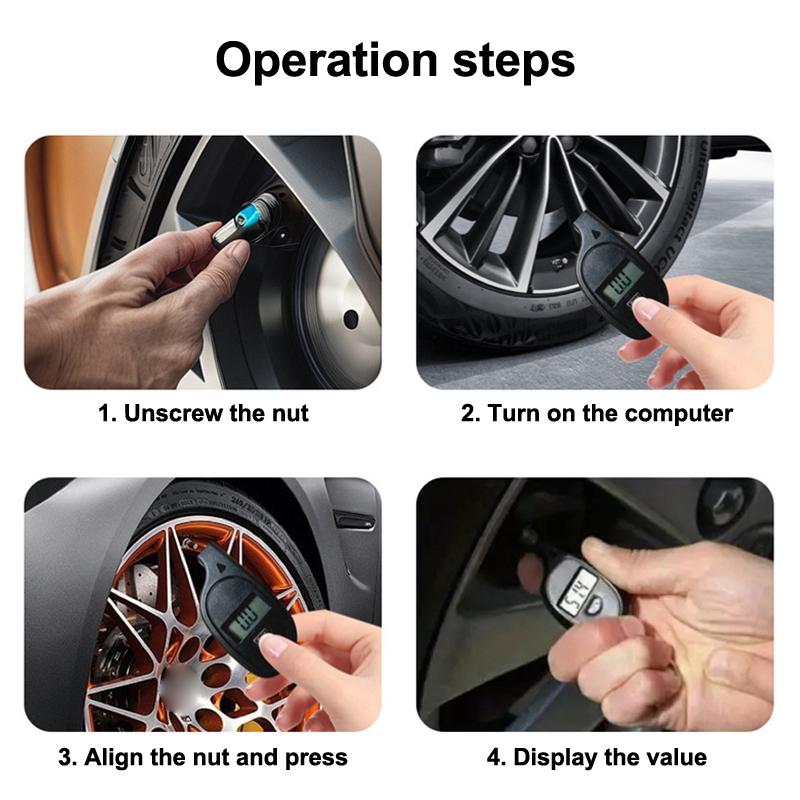 Mini Keychain Style Tire Gauge Digital Lcd Display Car Tire Air Pressure Tester Meter Auto Car Motorcycle Tire Safety Alarm