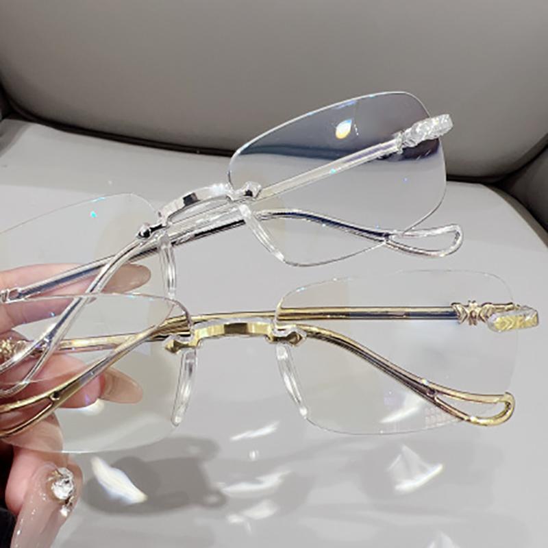 Fashion Frameless Glasses Women Rimless Anti Blue Light Eyeglasses Men Women Elegant Comfortable Eyeglasses