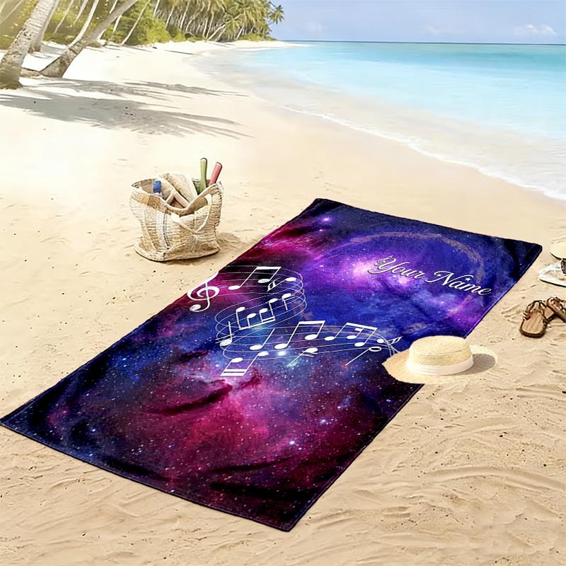Name Custom Music Print Beach Towel, Large Soft Quick Dry Towel for Beach Camping Swimming