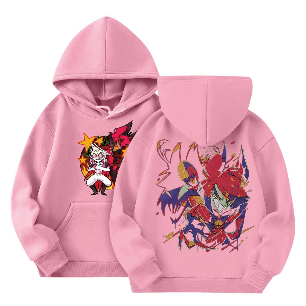 Child Fashion Lightweight Long Sleeve Pullover With Pockets Print Hoodie