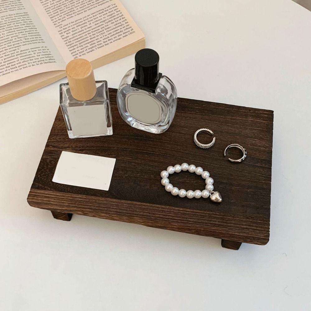Large Capacity Jewelry Storage Tray Wooden Figurine Display Rack Retro Key Rack Entrance