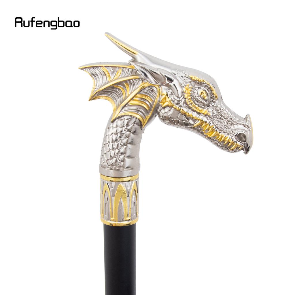 Golden White Dragon Head Fashion Walking Stick Decorative Stick Cospaly Vintage Performance Stage Cane 94cm