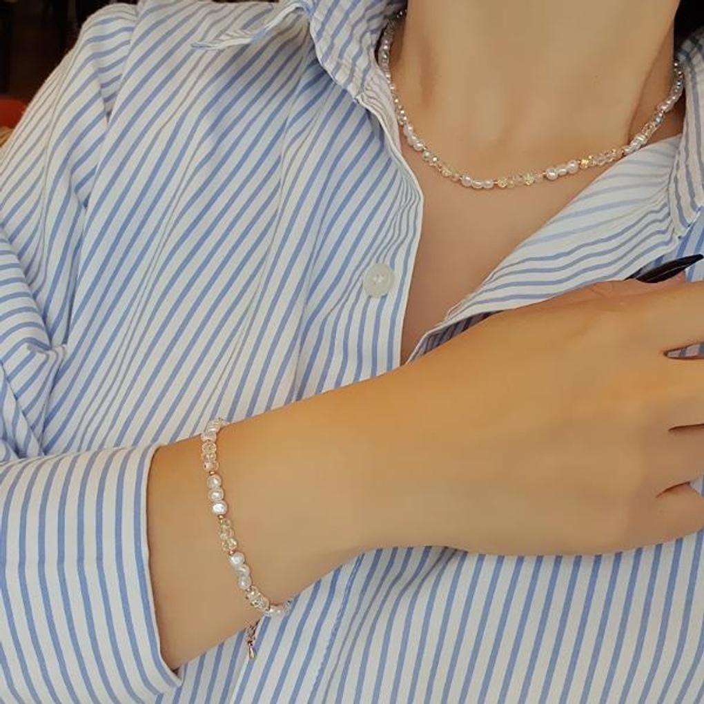 

Women s Pearl Necklace Viking Beads (Bling Bling) pink gold bracelet