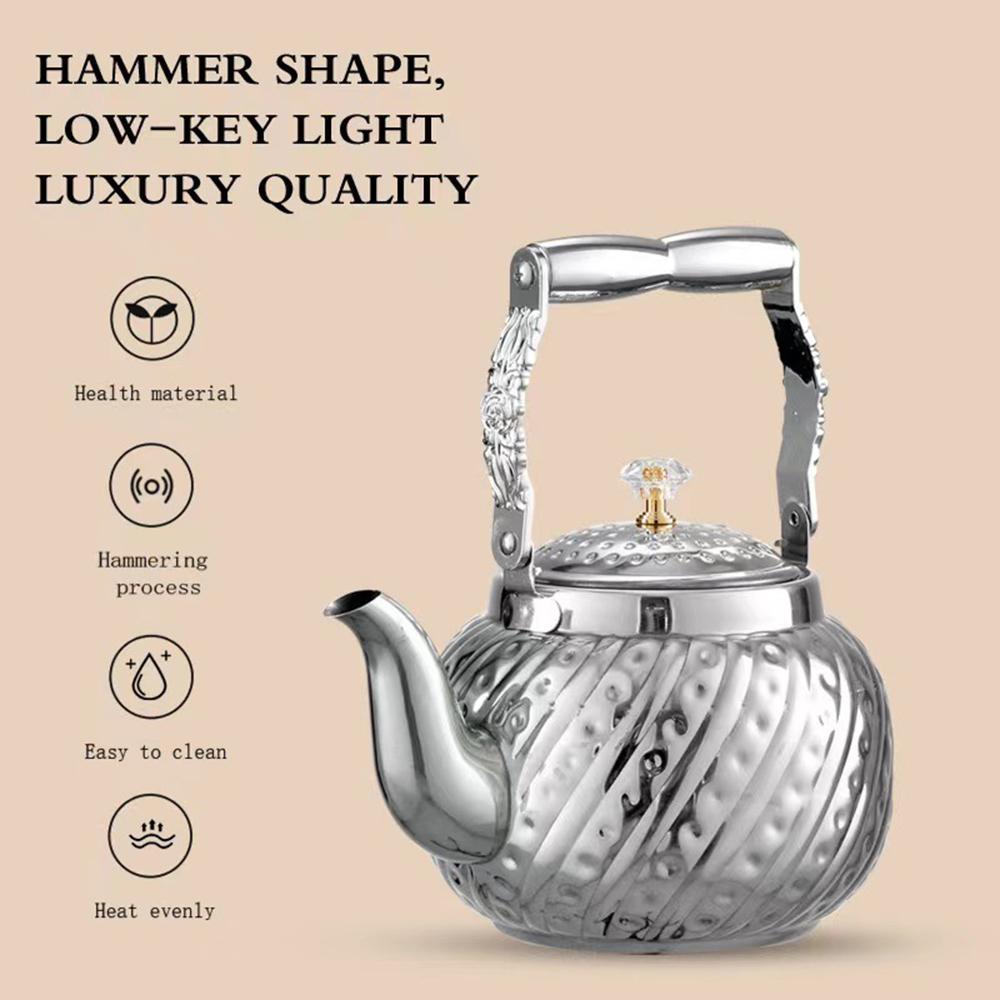 Large capacity stainless steel teapot with tea strainer, Gas Induction Cooker water kettle, Teakettle for home, 1.0L/1.5L/2.0L