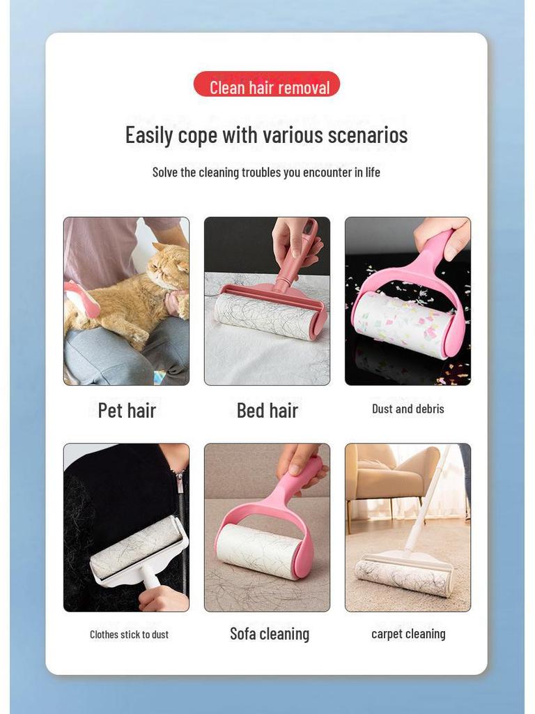 Lint Roller Brush with Tear-Off Sticky Sheets - Refill Rolls for Lint Removal