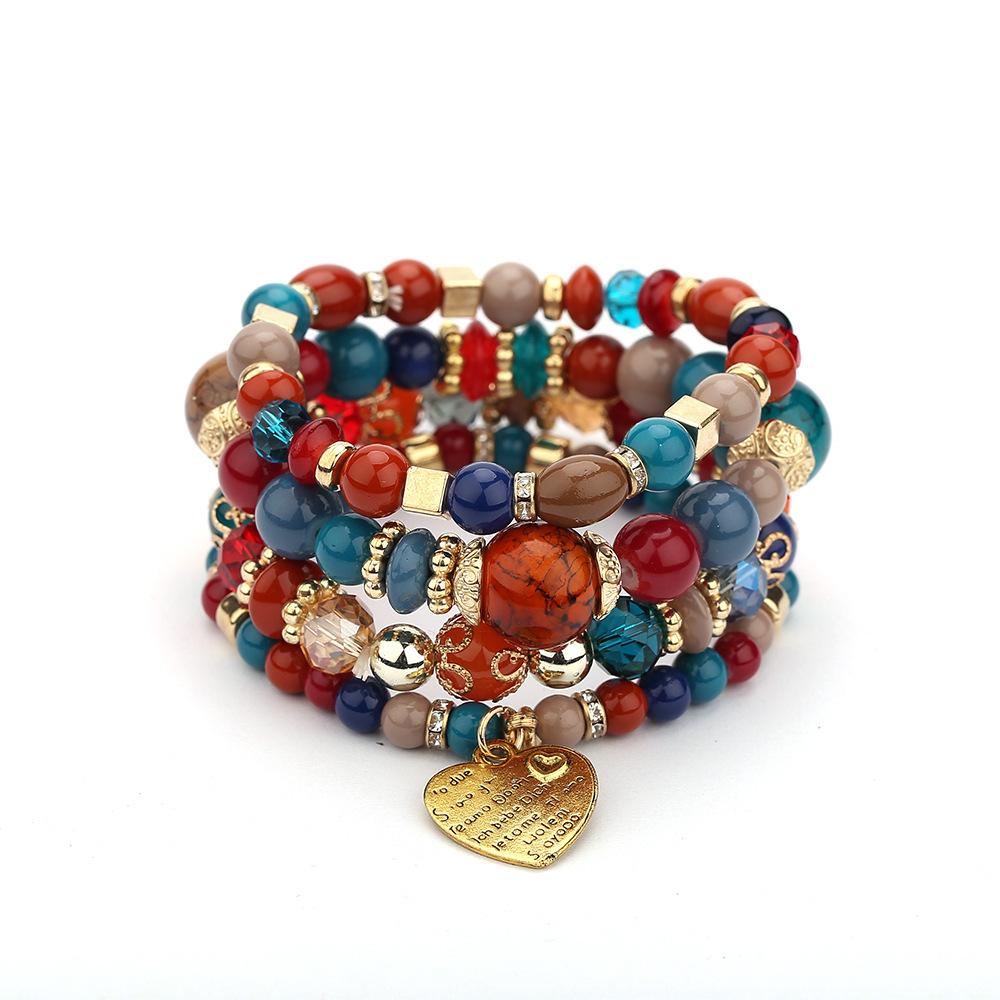 JYL TS Bracelet  Bohemian Elephant Heart Pendant Multilayer Brings Luck & Harmony