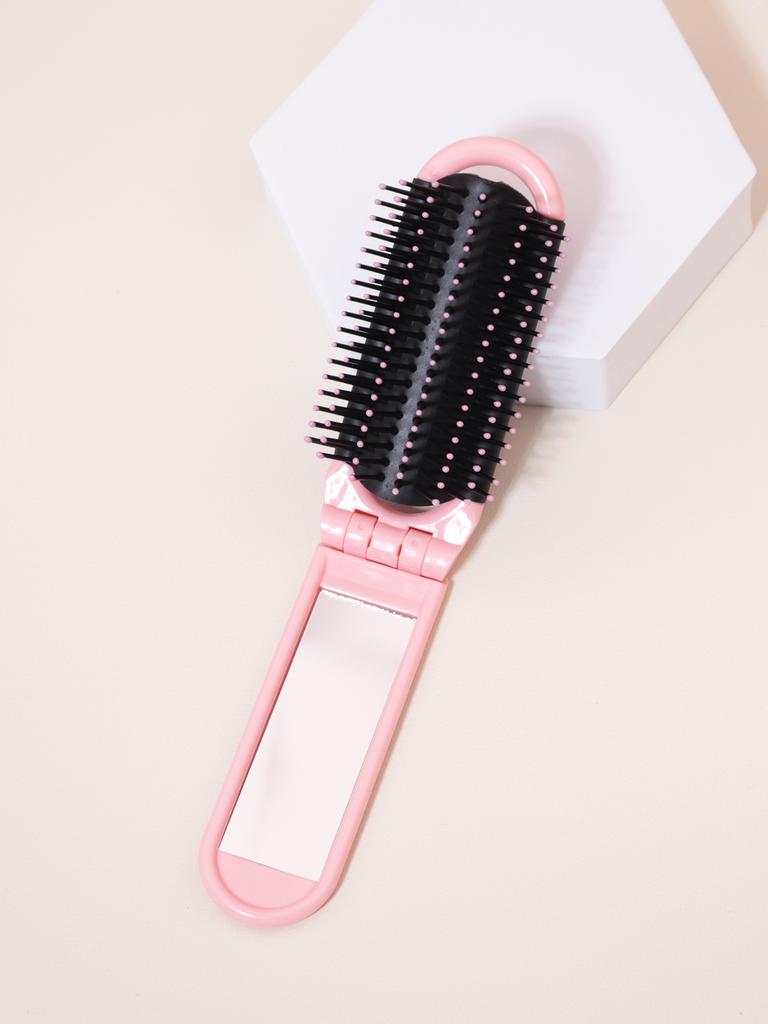 1pc Portable Mini Foldable Anti-static Massage Mirror Hair Comb Travel Girl with Mirror Foldable Comb Special for Real Hair Wigs