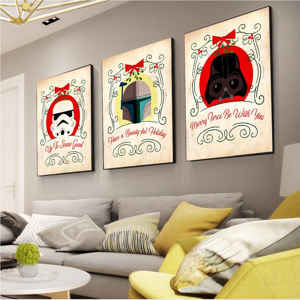 Disney Star Wars Cartoon Christmas Prints Poster Canvas Painting Modern Wall Art Picture For Living Room Bedroom Home Decoration