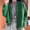 Rundhals Langarm Strick-Cardigan Pullover Jacke für Damen Frühling Koreanischer Stil Locker und Modisch Altersreduzierendes Oberteil