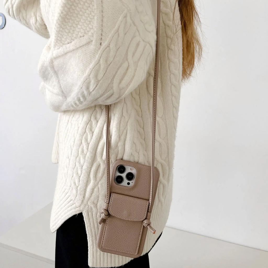 Crossbody Lanyard Phone Case For iPhone 16 15 14 13 12 11 Pro Max Mini XR XS Max 7 8 Plus Case Wallet Leather Card Holder Strap