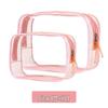 Large Transparent PVC Makeup and Toiletry Bag Set - Waterproof, Portable, Pink (2-Piece)