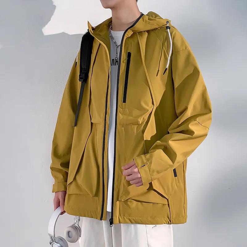 Men's Plus Size 8XL Hooded Waterproof Spring and Autumn Loose Windproof Jacket Outdoor Casual Jacket Tooling